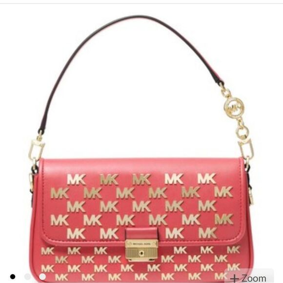 Michael Kors Bradshaw Monogram Print Convertible Shoulder Bag- Dahlia - Picture 11 of 15